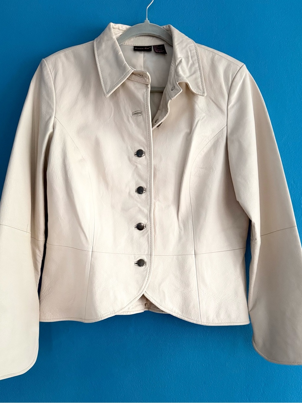 Shape FX Leather Butter Cream Button-Front Jacket